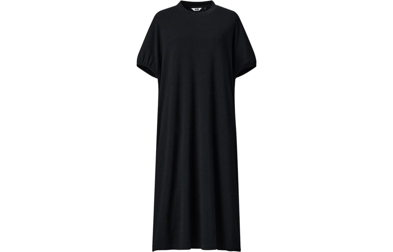 

FW23 U Series Платье с короткими рукавами женское черное Uniqlo