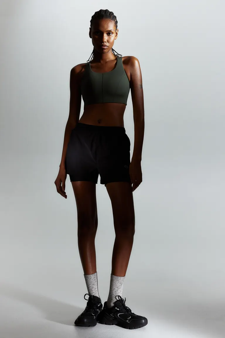 

Спортивный бюстгальтер из материала drymove high support H&M, зеленый