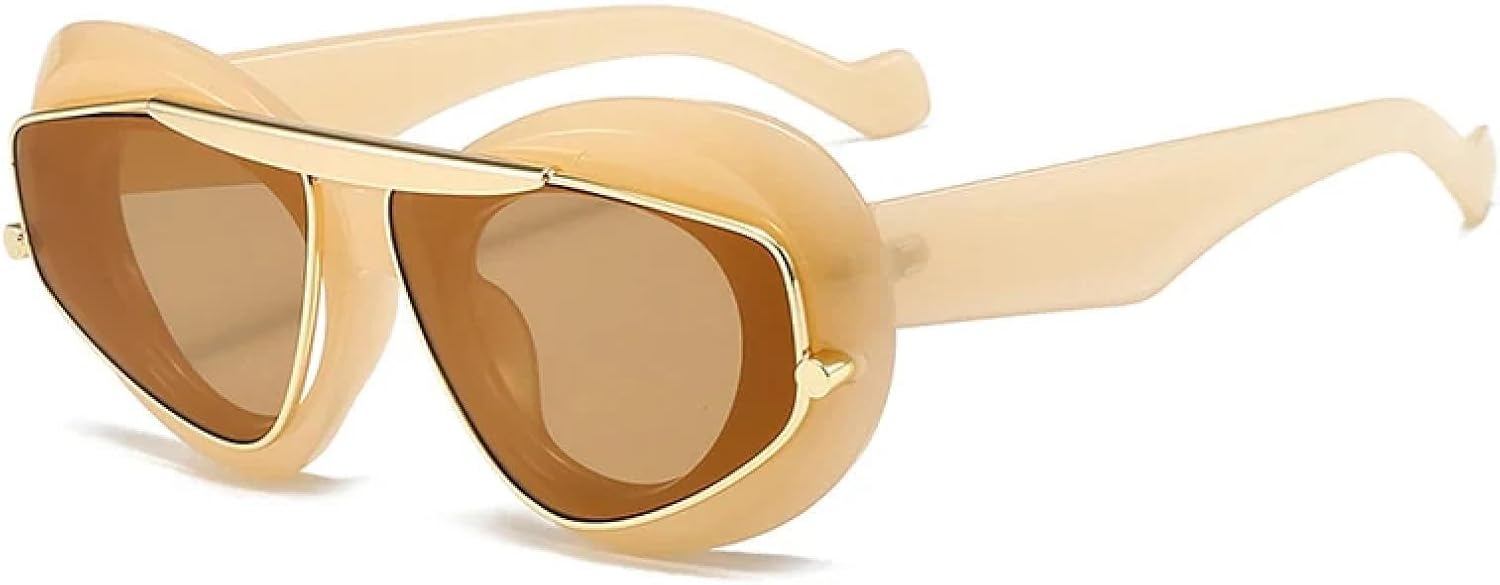 

Женские солнцезащитные очки «кошачий глаз», модные, большие, ретро, ​​с уникальными линзами, защита от УФ-излучения UV400; мужские солнцезащитные очки в стиле панк, цвет «желейный чай» WNCKSQ, Jelly Tea Tea