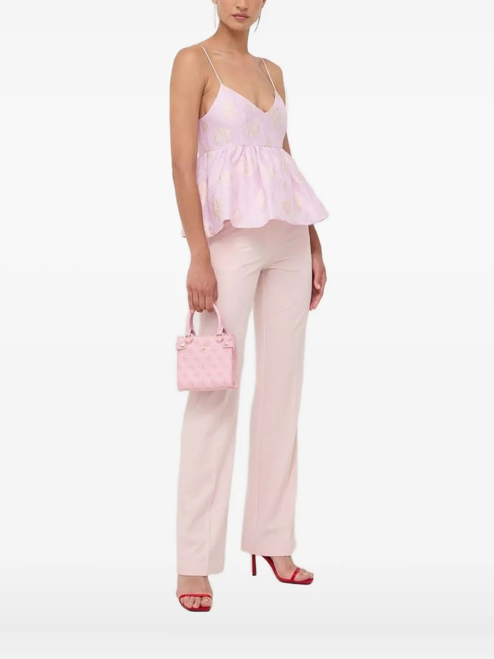 

Топ с баской и цветочным принтом Custommade, розовый