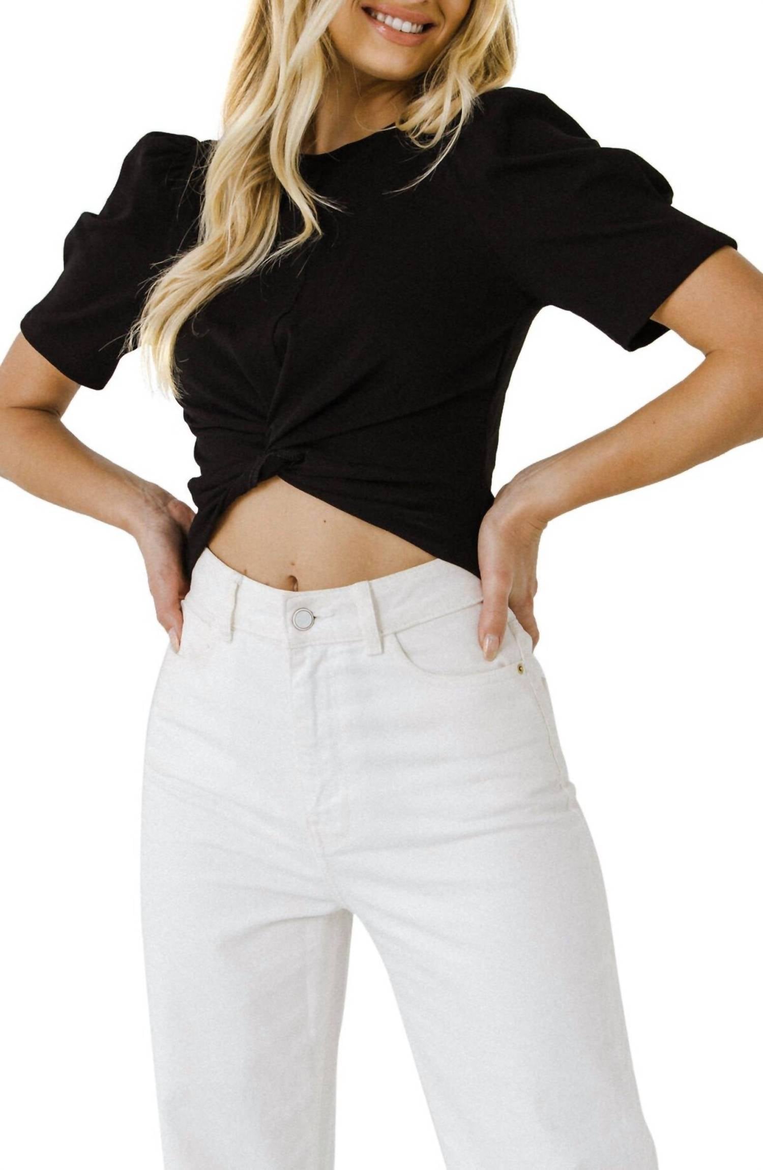 

Укороченный топ Twist Front черного цвета 2.7 AUGUST APPAREL