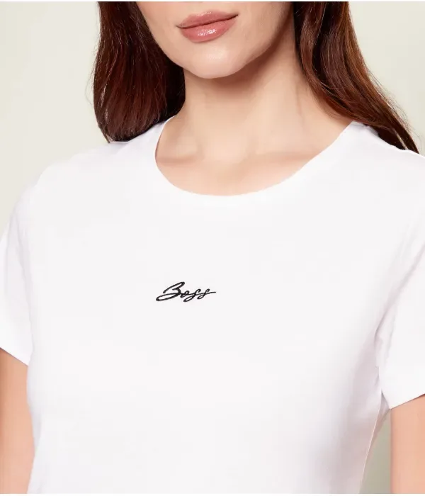 Футболка C_Elove_embro slim fit Boss Orange, белый — фото 4