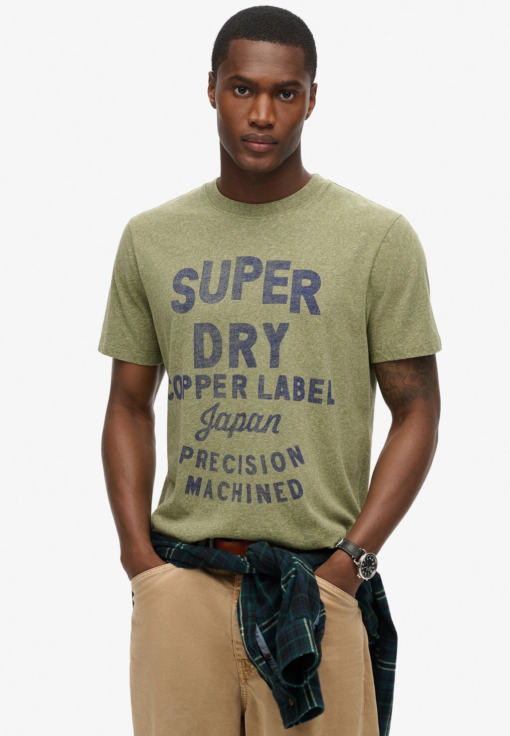 

Футболка с принтом LABEL WORK Superdry, зеленый