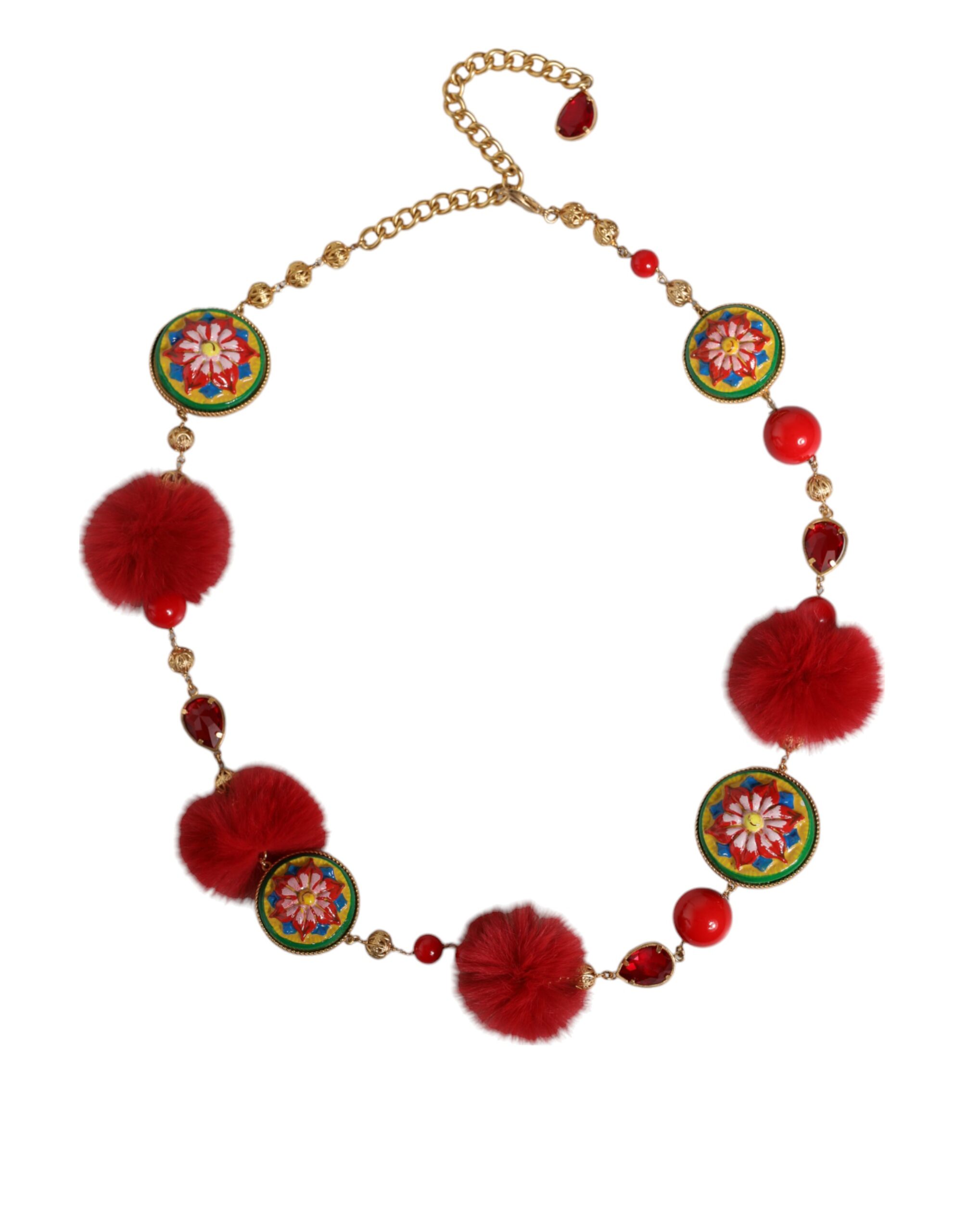 

Пояс Torero из золотистой латуни с красным мехом и кристаллами Dolce & Gabbana