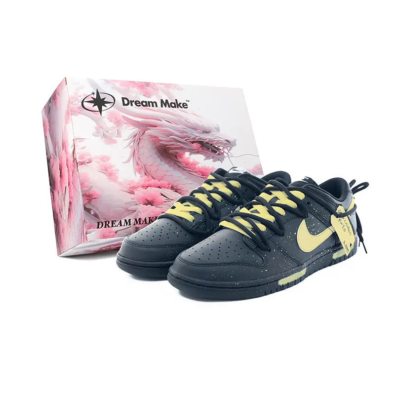 

Nike Dunk Bee Plague искусственная кожа устойчивая к истиранию нескользящая низкая верхняя часть обуви для скейтбординга мужские черный желтый