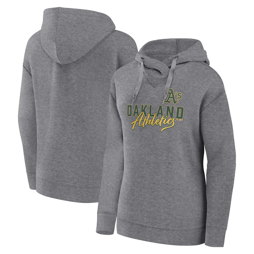 

Женский пуловер с капюшоном Fanatics с логотипом Heather Grey Oakland Athletics Script Favorite, цвет Oas Grey