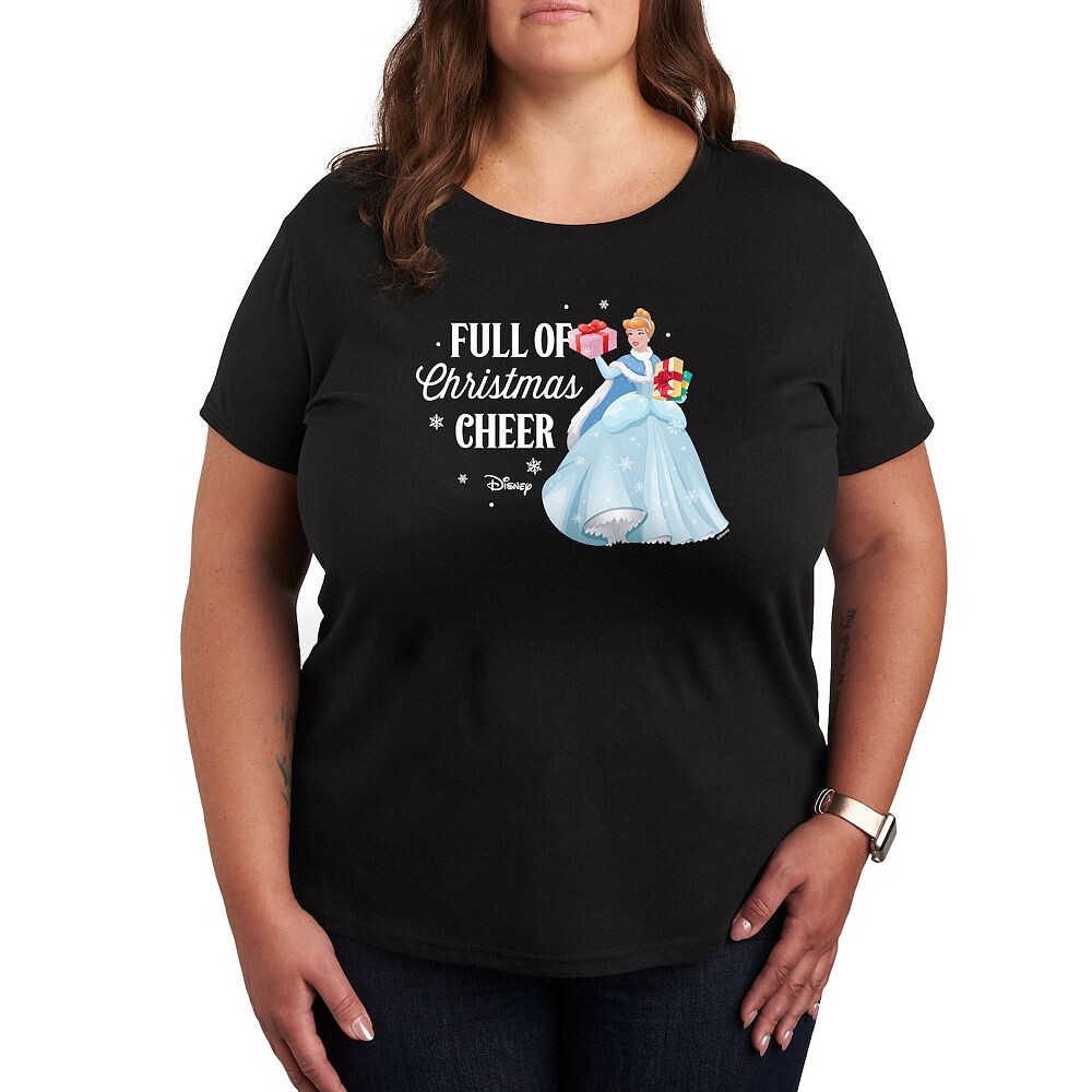 

Футболка Disney Princess Cinderella Plus с рождественским весельем и рисунком, черный