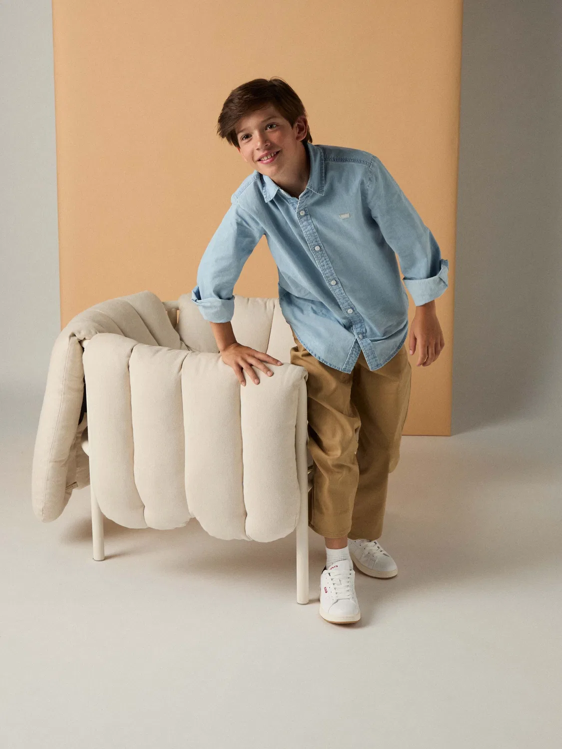 Рубашка на пуговицах стандартного кроя Levi'S Kids, Blue Denim — фото 4