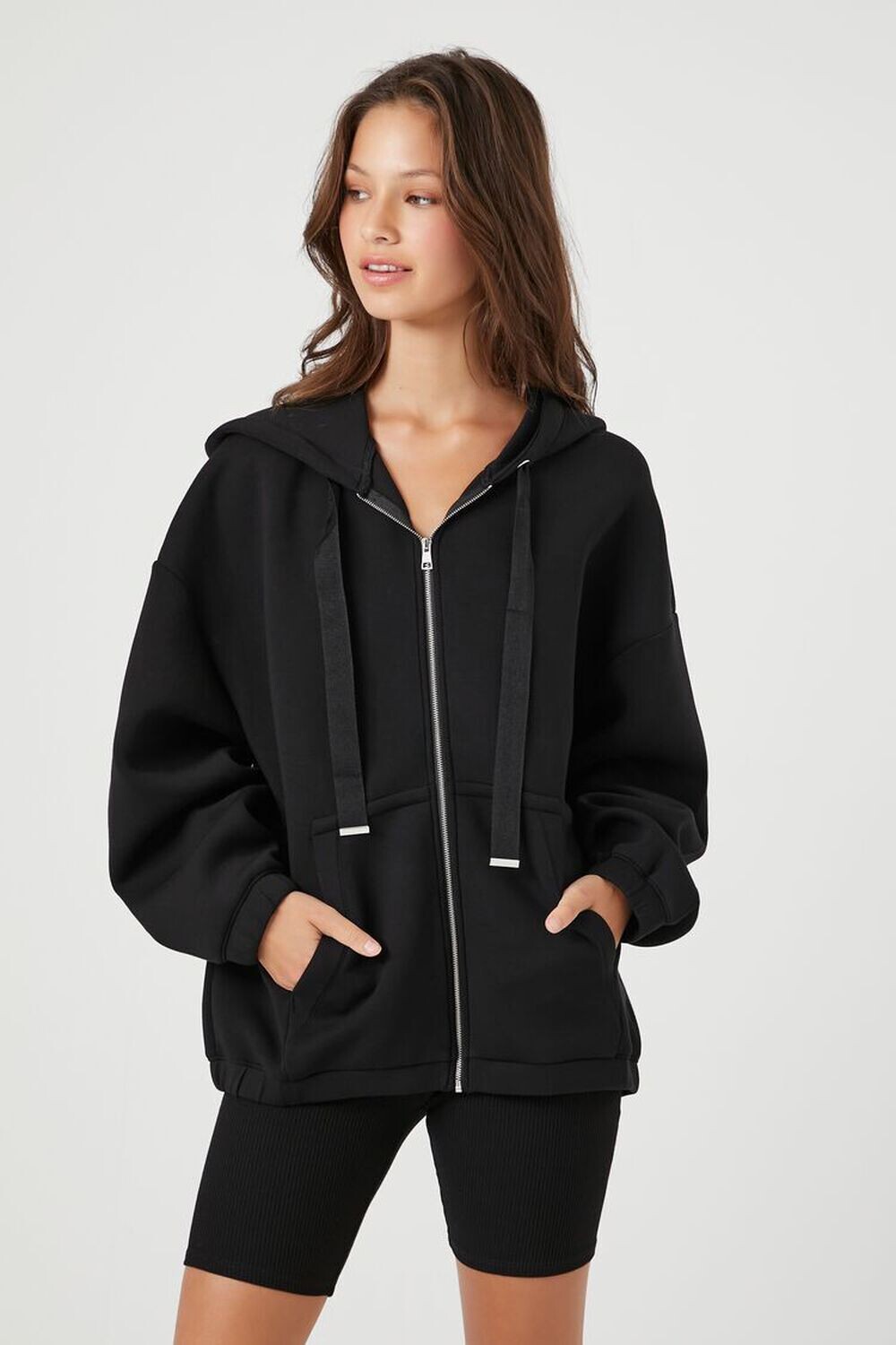 

Толстовка на молнии трикотажной вязки Scuba Forever 21, черный