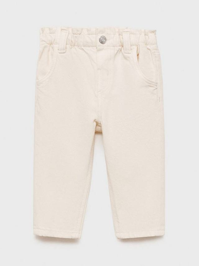 

Детские джинсы с поясом-мешочком Mango, Cream
