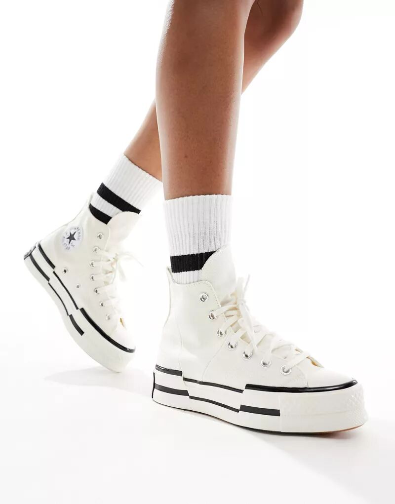 

Кремово-белые кроссовки Converse Chuck 70 Plus Hi, Белый, Кремово-белые кроссовки Converse Chuck 70 Plus Hi