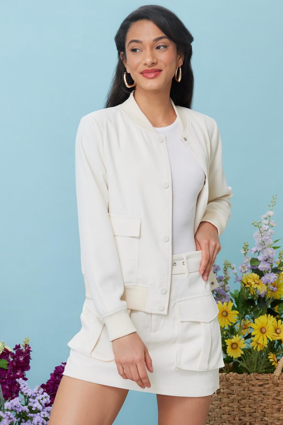 

Кремовая тканая куртка-бомбер QUIZ Clothing