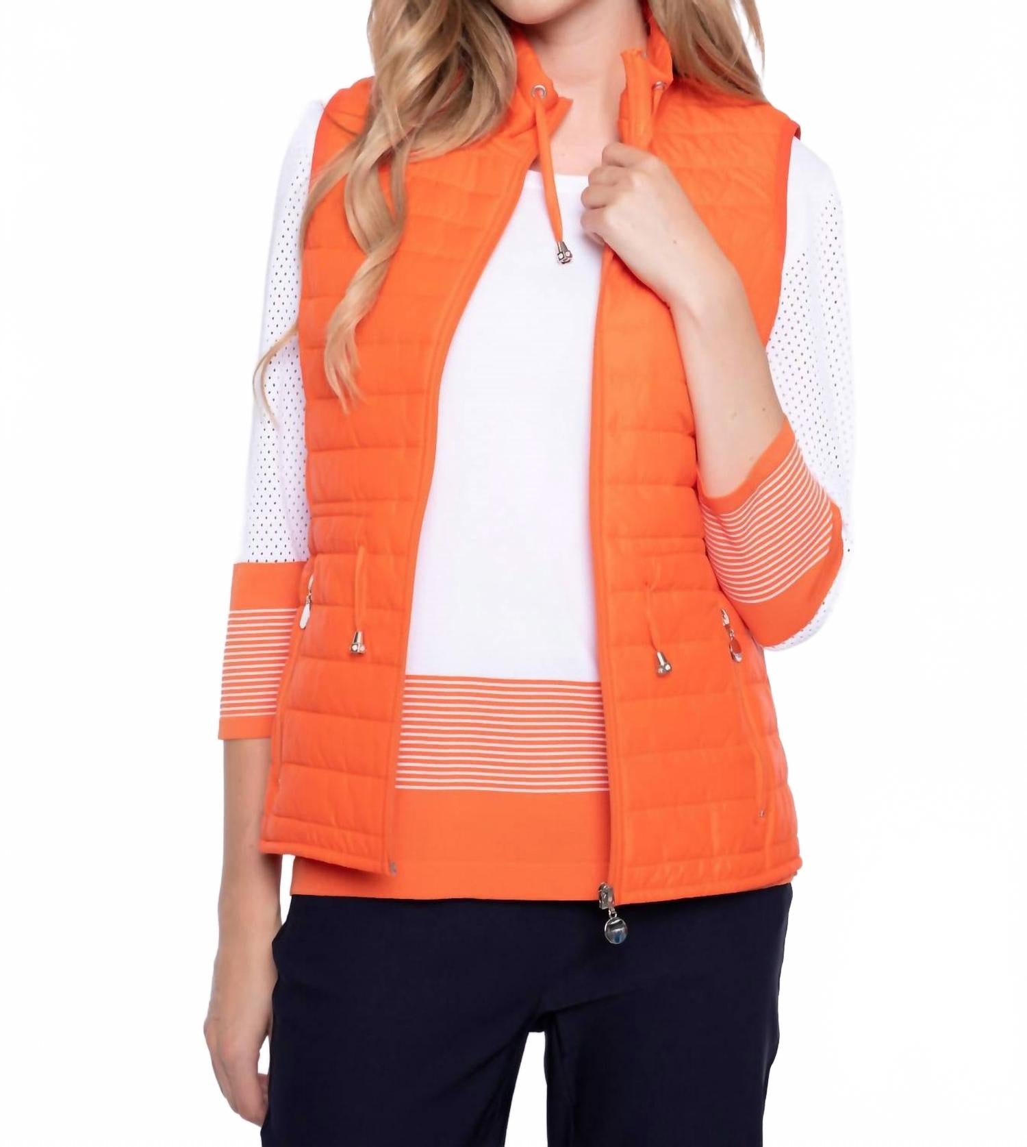 

Трикотажный топ в полоску с рукавами три четверти оранжевого цвета Picadilly, оранжевый