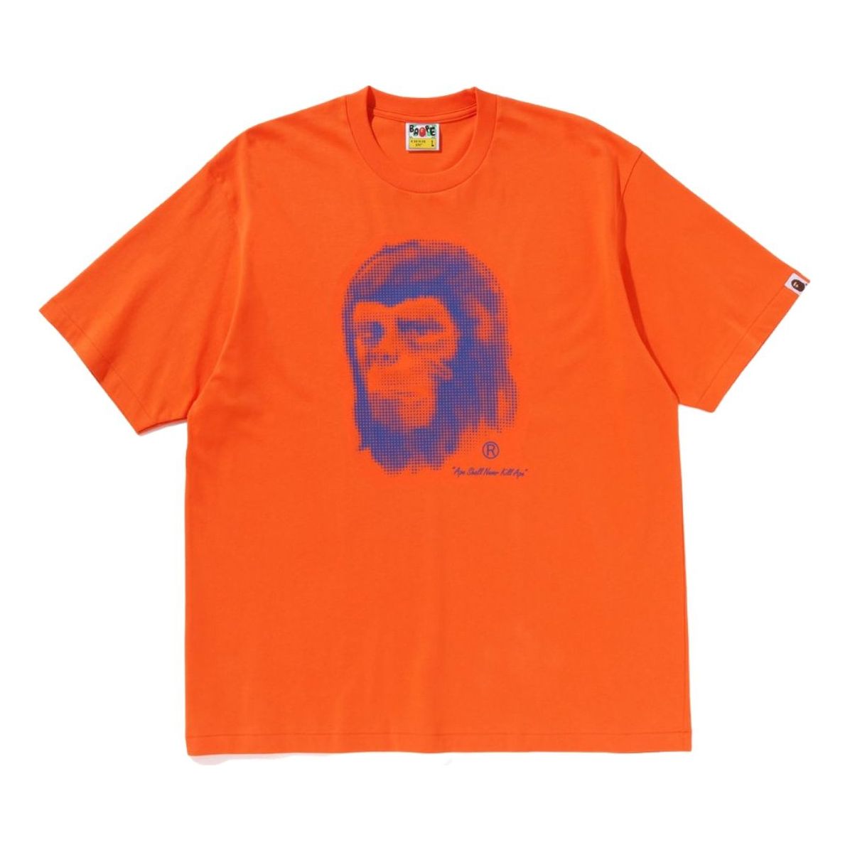 

Футболка свободного кроя с изображением головы обезьяны из пиксельного комикса "A Bathing Ape" (оранжевая)