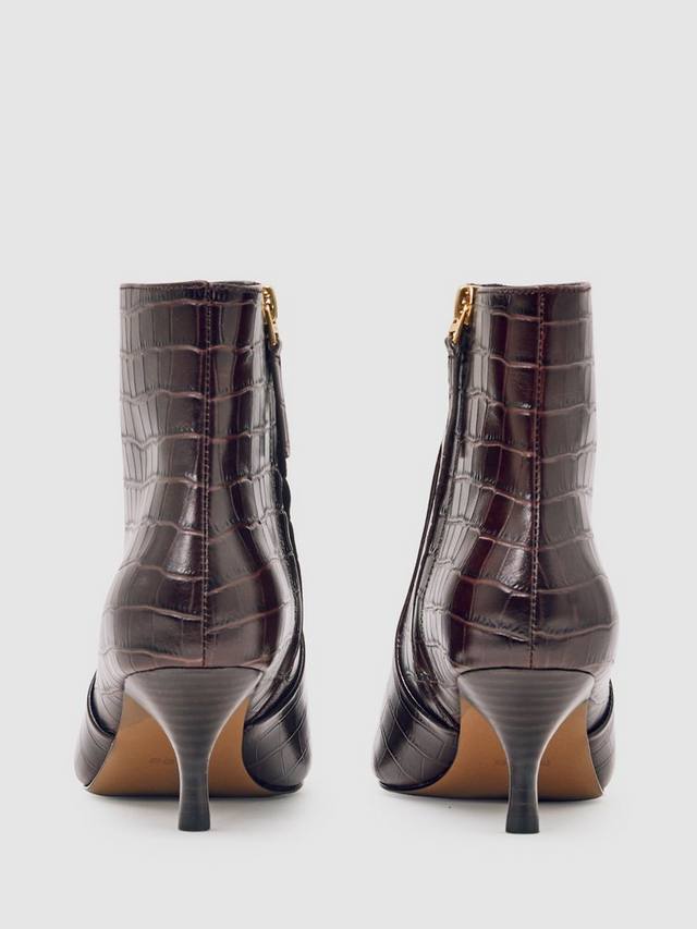 Кожаные ботинки Pippa на каблуке-стилете с коротким голенищем Reiss, Burgundy — фото 4