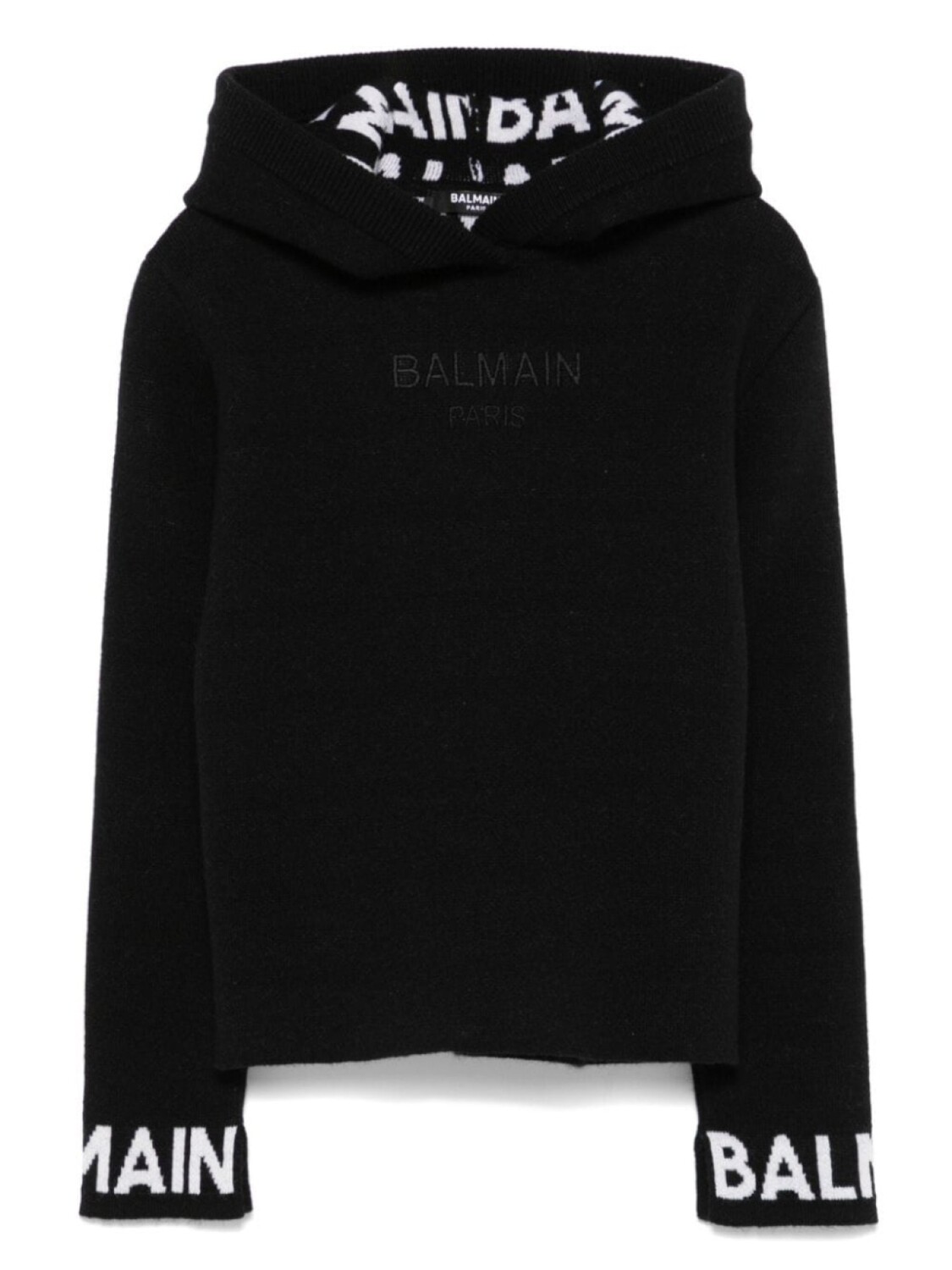 

Толстовка с капюшоном Balmain Kids с жаккардовым логотипом, черный