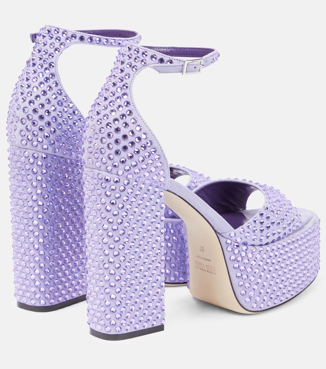 Босоножки на платформе из кожи с декором от Holly Tatiana Paris Texas, Light Amethyst — фото 3
