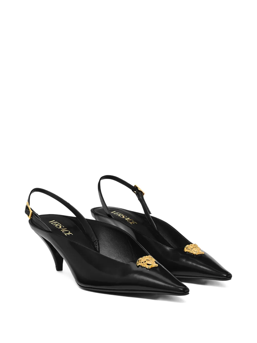 Мюли с головой Медузы и острым носком VERSACE, черный — фото 2
