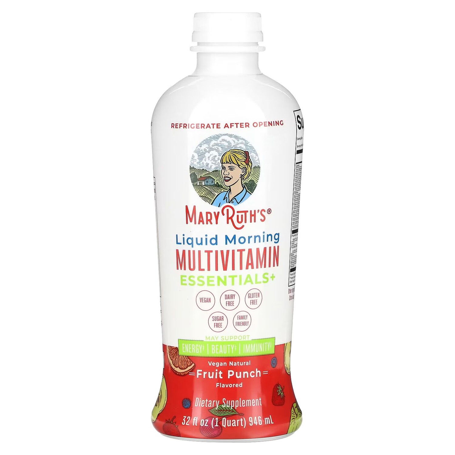 

Liquid Morning Multivitamin Essentials+, Фруктовый пунш, 32 жидких унции (946 мл) Maryruth'S