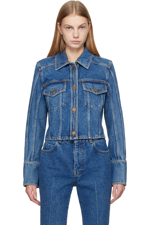 

Balmain Укороченная выцветшая джинсовая куртка