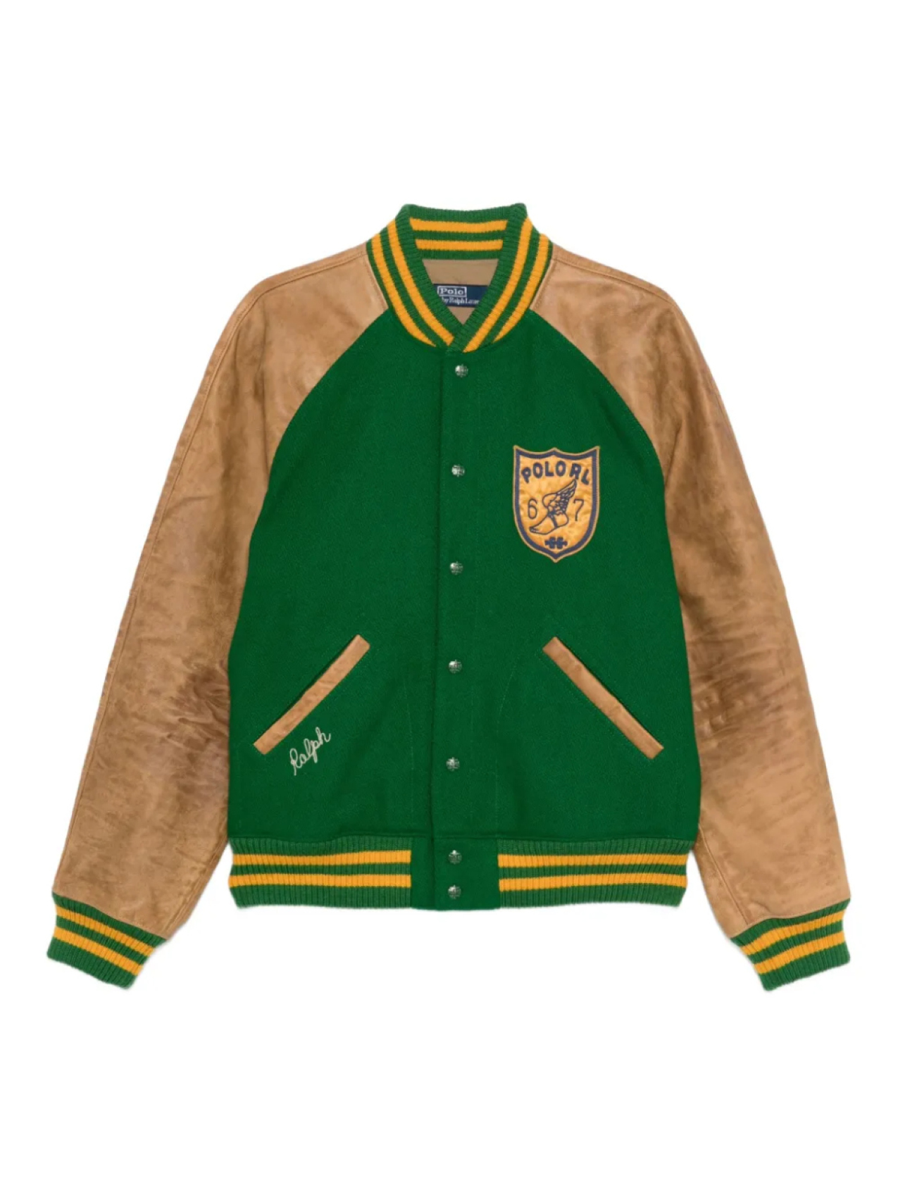

Университетская куртка с кожаными рукавами Polo Ralph Lauren, зеленый