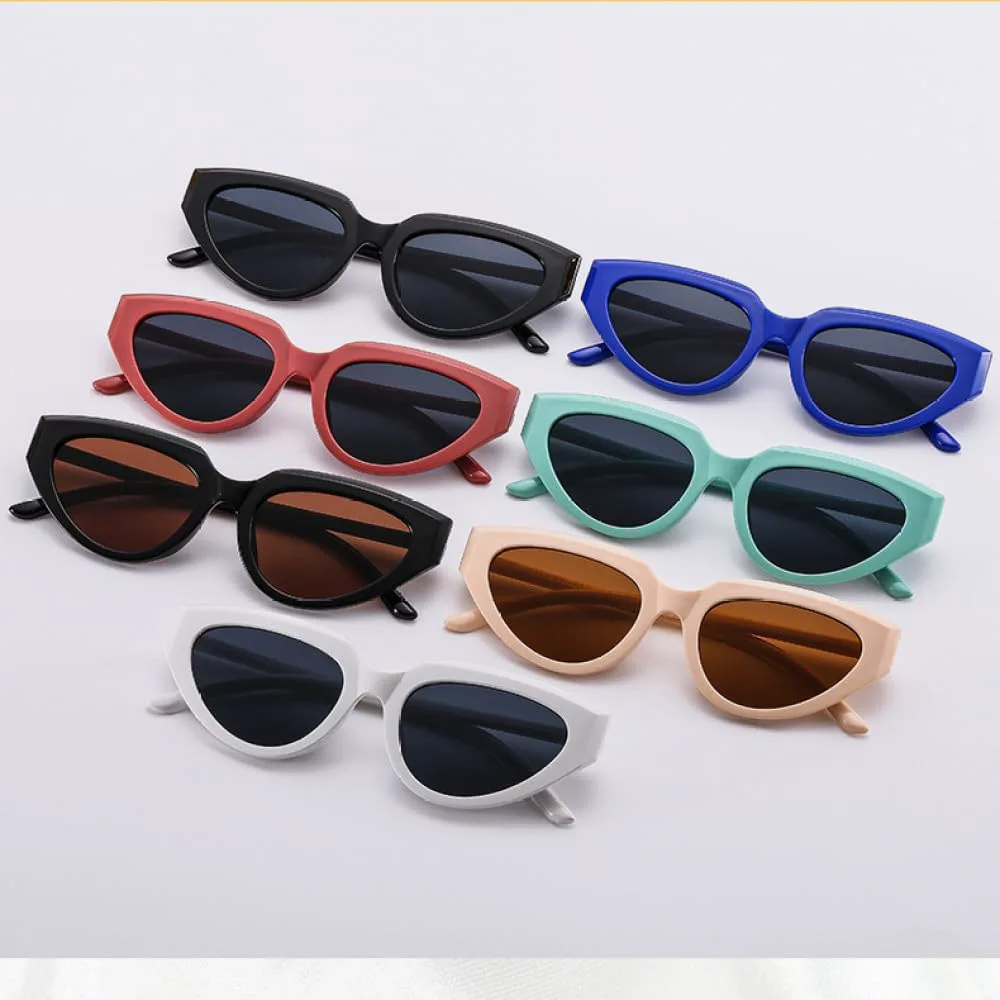 

Солнцезащитные очки «кошачий глаз» для женщин, белые, маленькие треугольные, женские, с защитой от УФ-излучения UV400, винтажные женские очки LANGSER, Blue Gray