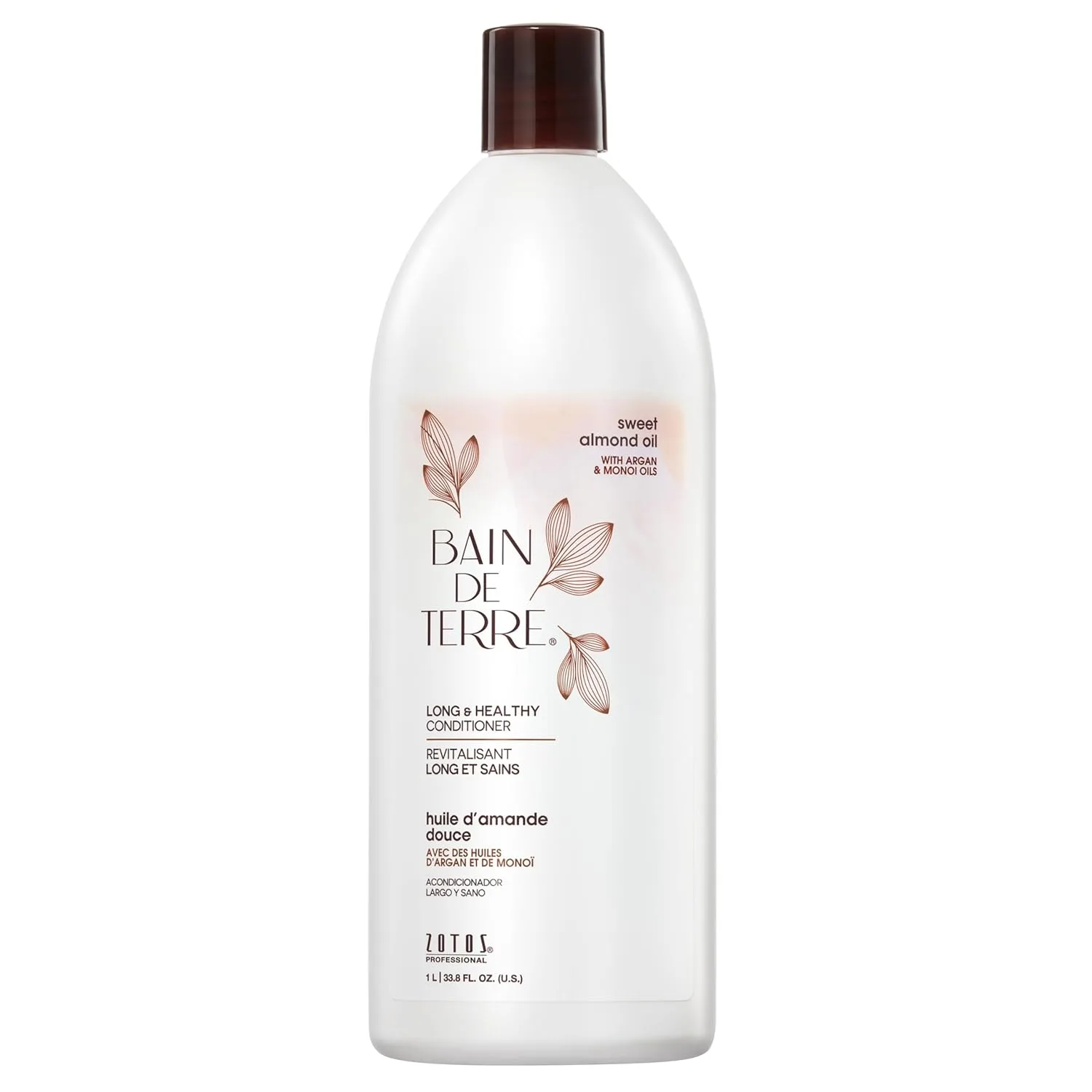 Кондиционер Bain de Terre Sweet Almond Oil, для длинных и здоровых волос, с маслами арганы и монои, без парабенов, веганский, 1000 мл