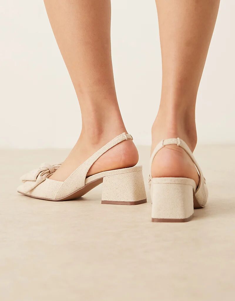 Туфли Symphony Bow Slingback на каблуке средней высоты в натуральном цвете ASOS DESIGN — фото 4