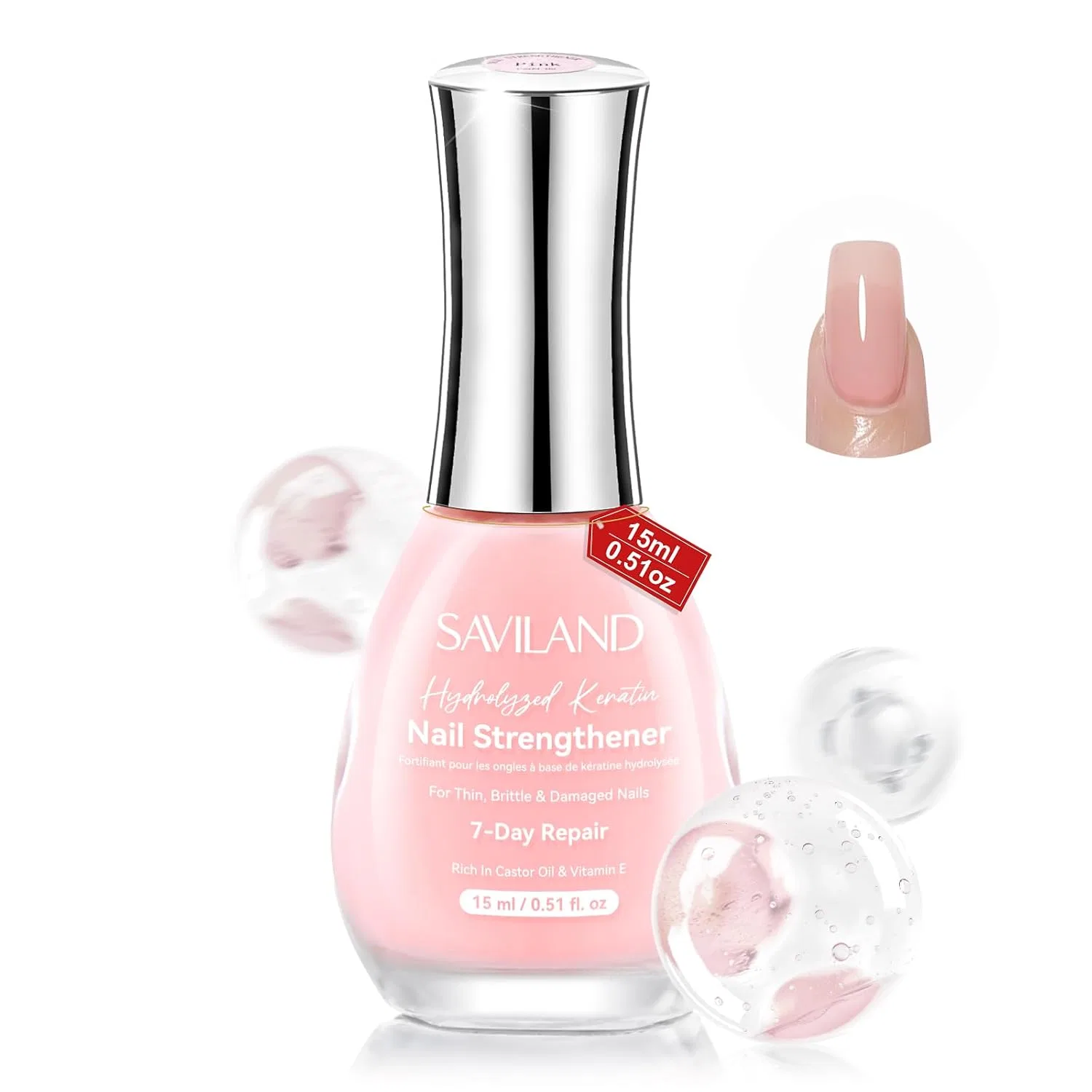 Укрепитель для ногтей SAVILAND Extra Strong, 15 мл Saviland, 15 Ml Pink