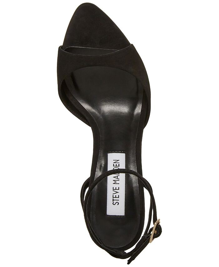 Женские двухсекционные босоножки Beki на расклешенном каблуке Steve Madden, цвет Black Nubuck — фото 4