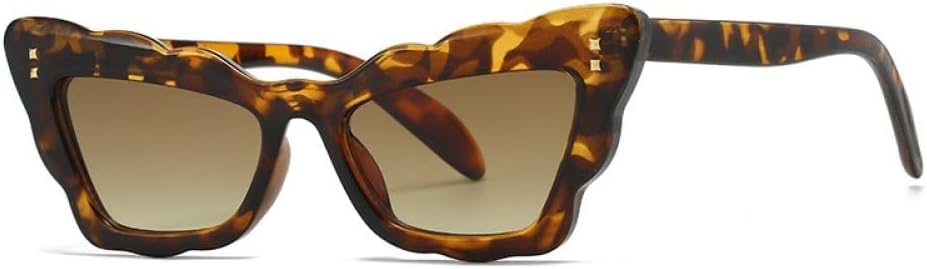 

Популярные в 2027 году женские солнцезащитные очки с волнистой оправой, в стиле ретро, ​​с защитой от УФ-излучения UV400, в тренде, с панковскими заклепками MTZJH, Leopard