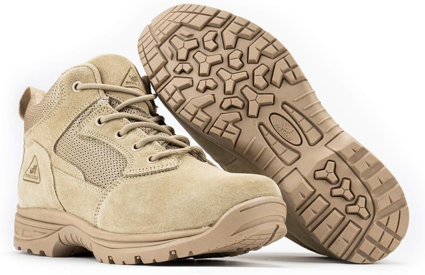 

Мужские военные и тактические ботинки RYNO GEAR, тактические боевые и рабочие кожаные утилитарные ботинки CoolMax высотой 4,5 дюйма, бежевый