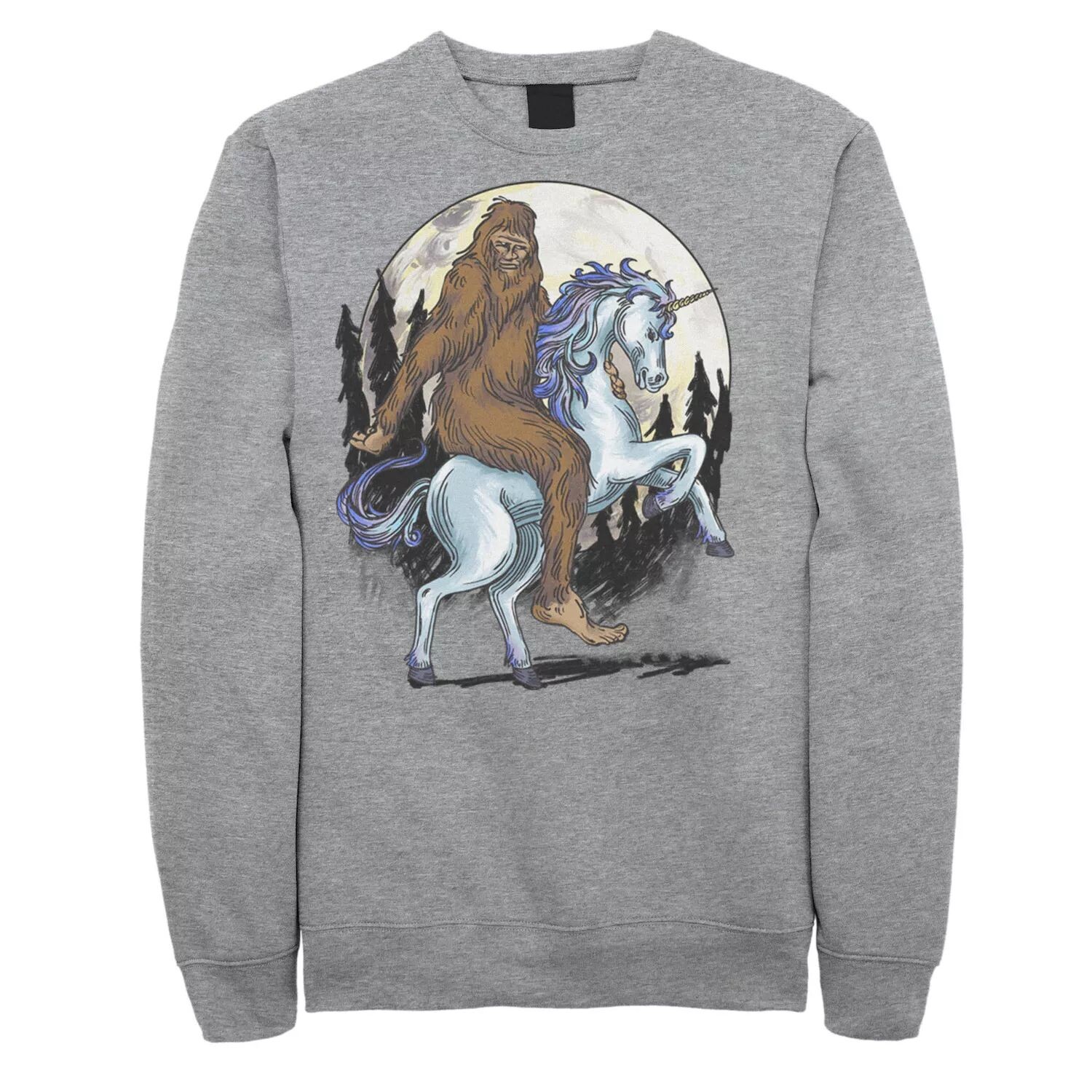 

Мужской свитшот с рисунком Big Foot On A Unicorn In The Moonlight Licensed Character