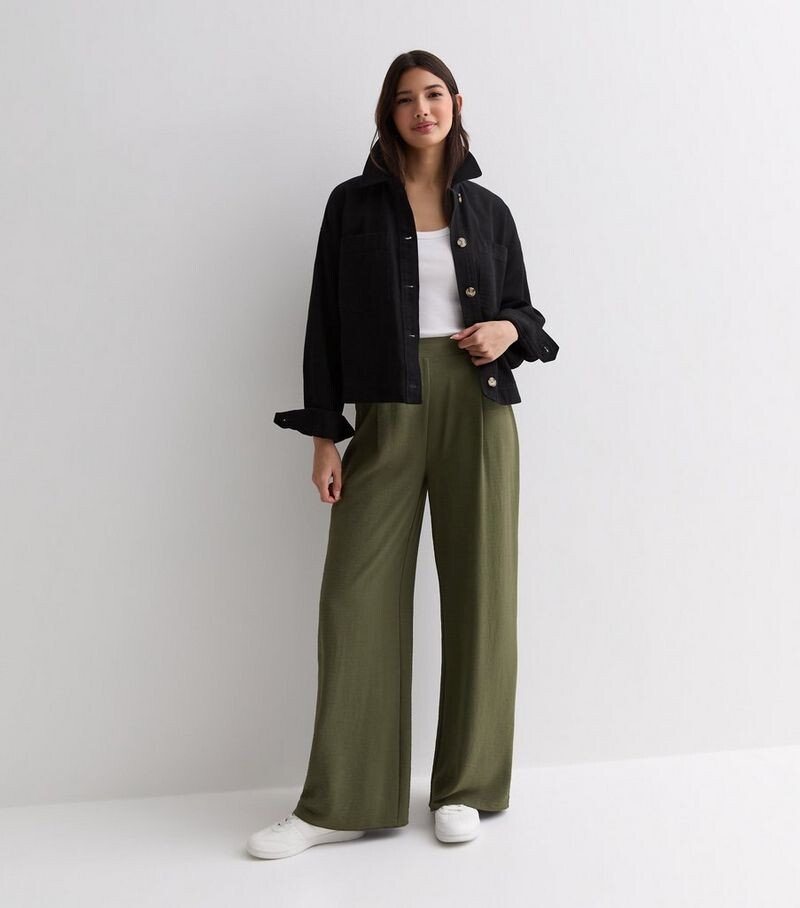 

Широкие брюки цвета хаки New Look, хаки