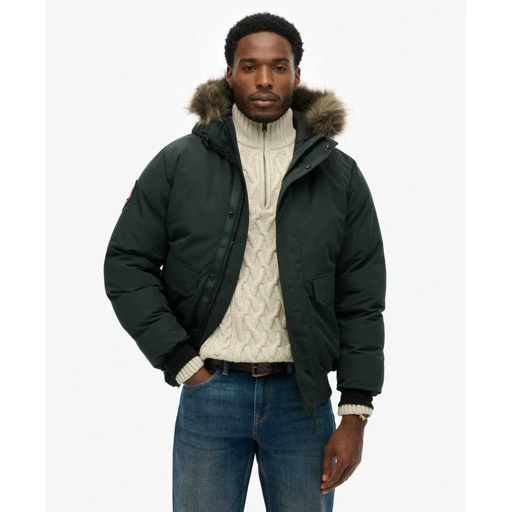 Куртка Superdry Everest Faux Fur bomber, зеленый — фото 3