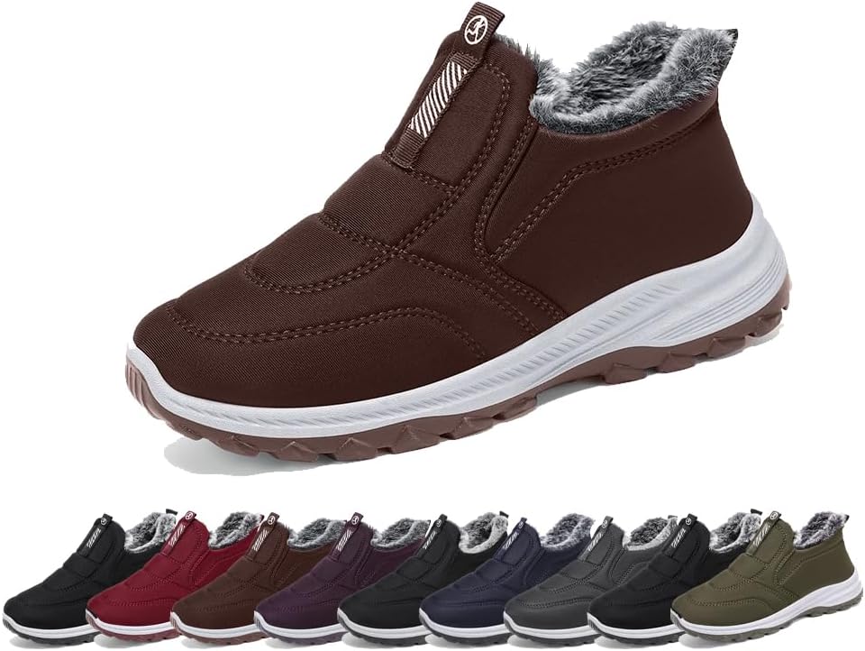 

Женские и мужские зимние ботинки, зимние походные слипоны, удобные теплые ботильоны на меху, легкие водонепроницаемые ботинки Generic, W-coffee Women's5-5.5/Men's4-4.5