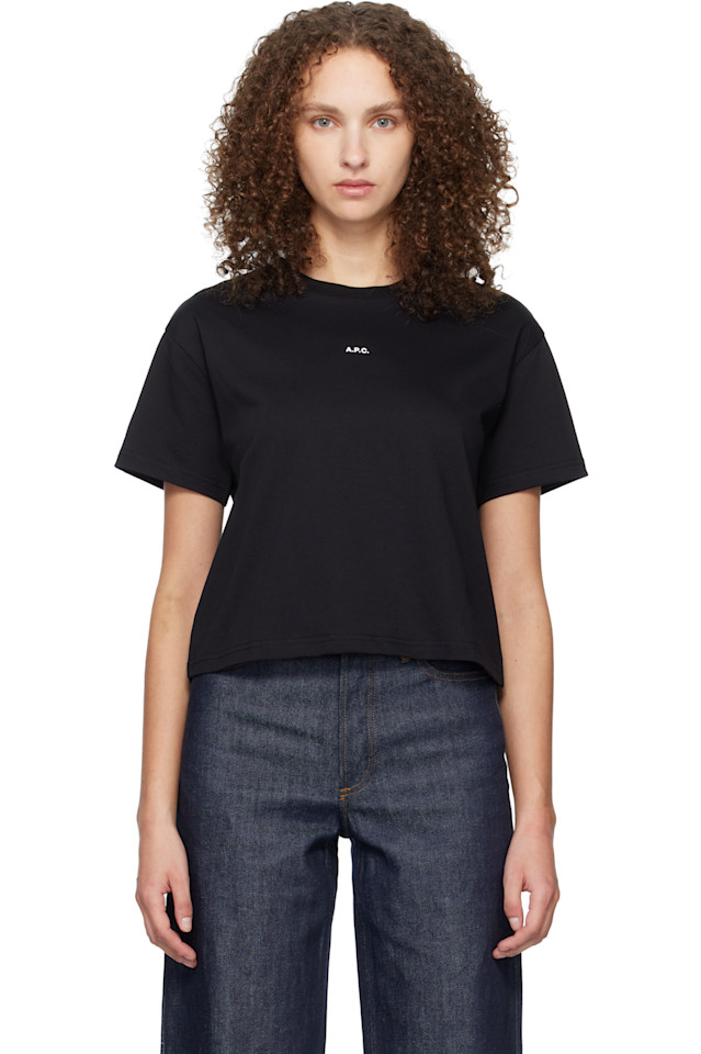 

A.P.C. Черная футболка свободного кроя с микрологотипом, Черный, A.P.C. Черная футболка свободного кроя с микрологотипом