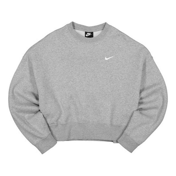 

Свитер casual sports logo round neck fleece hoodie light grey gray Nike, серый