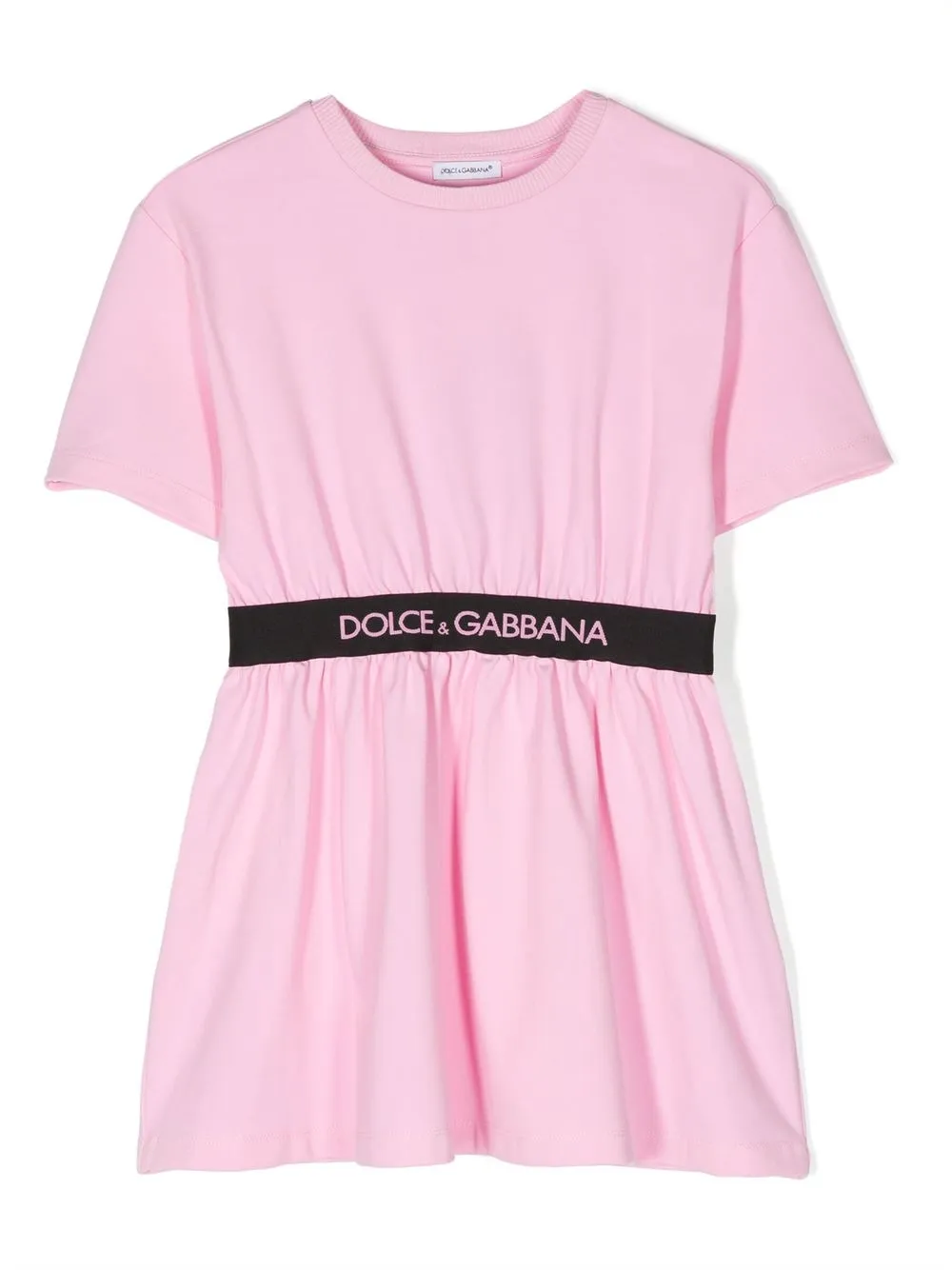 

Платье-футболка с логотипом Dolce & Gabbana Kids, розовый