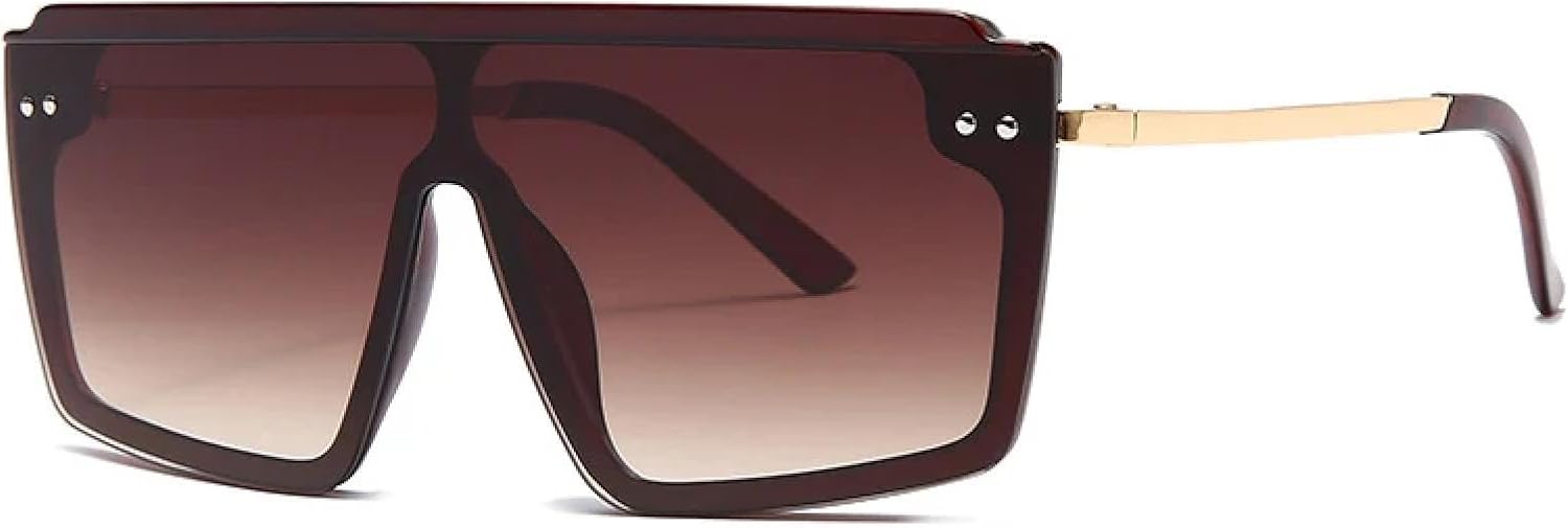 

Винтажные роскошные модные солнцезащитные очки большого размера для женщин и мужчин, стильные очки в крупной оправе с плоским верхом, защита от УФ-излучения UV400 TKKTLLT, C3