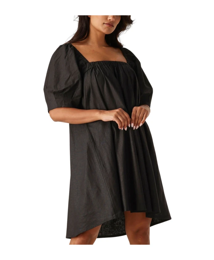 

Короткое черное льняное платье Gestuz, черный