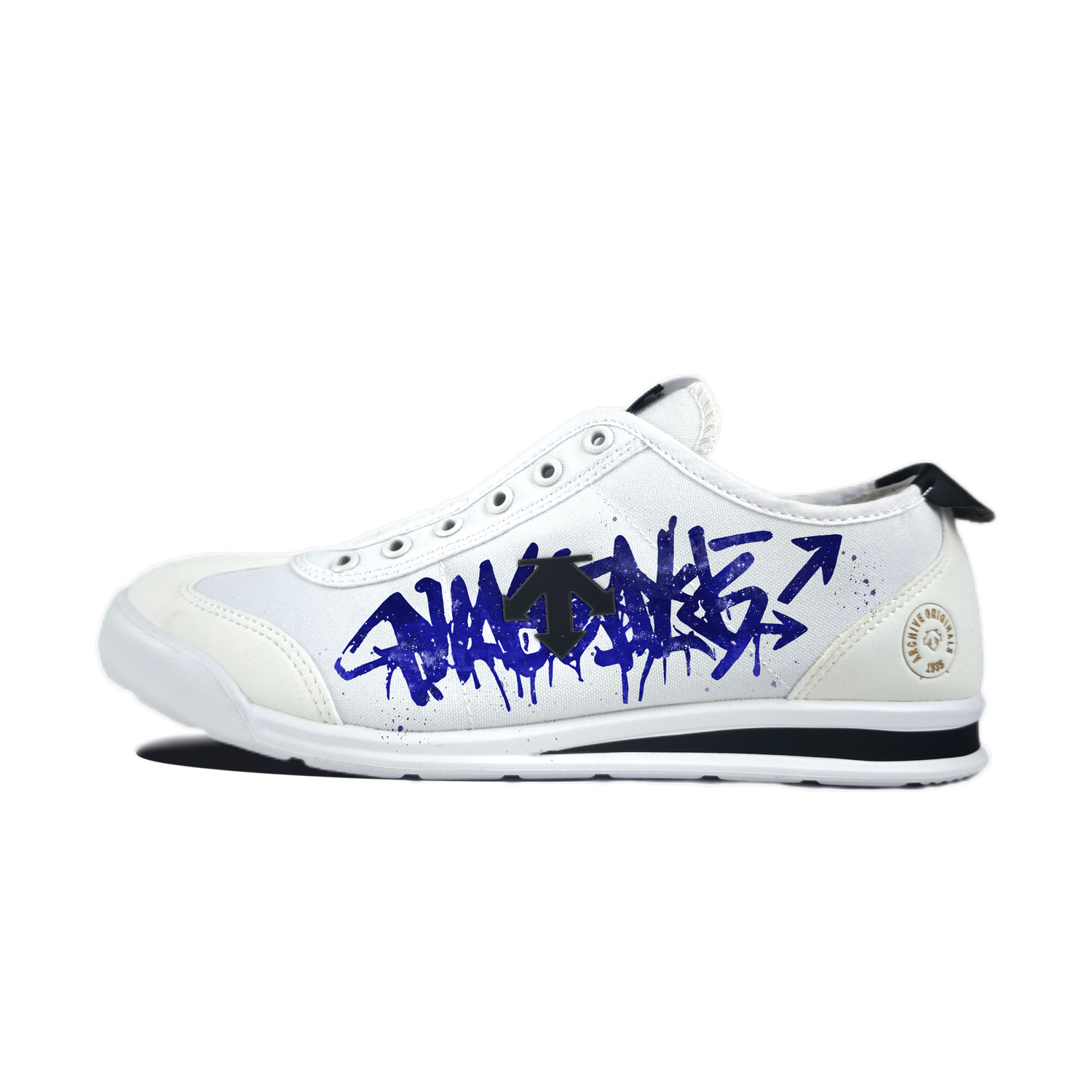 

Износостойкие повседневные кроссовки унисекс Crontempo Ink Wash Letter Descente, белый