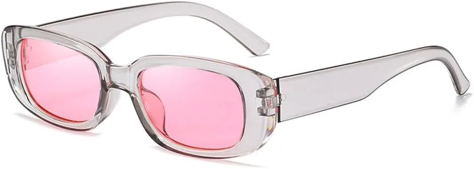 

Ретро женские солнцезащитные очки в маленькой квадратной оправе, противосолнечные очки для мужчин, очки для карнавала и вечеринки GHVWYX, Clear Grey Pink