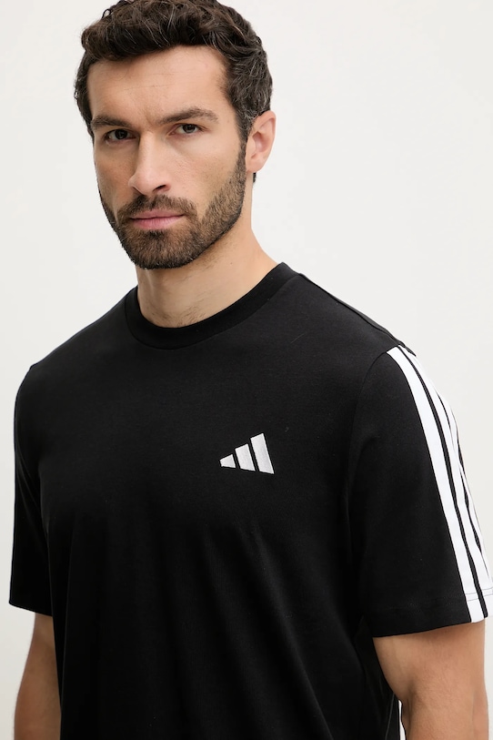 Хлопковая футболка 3-Stripes Adidas, черный — фото 4