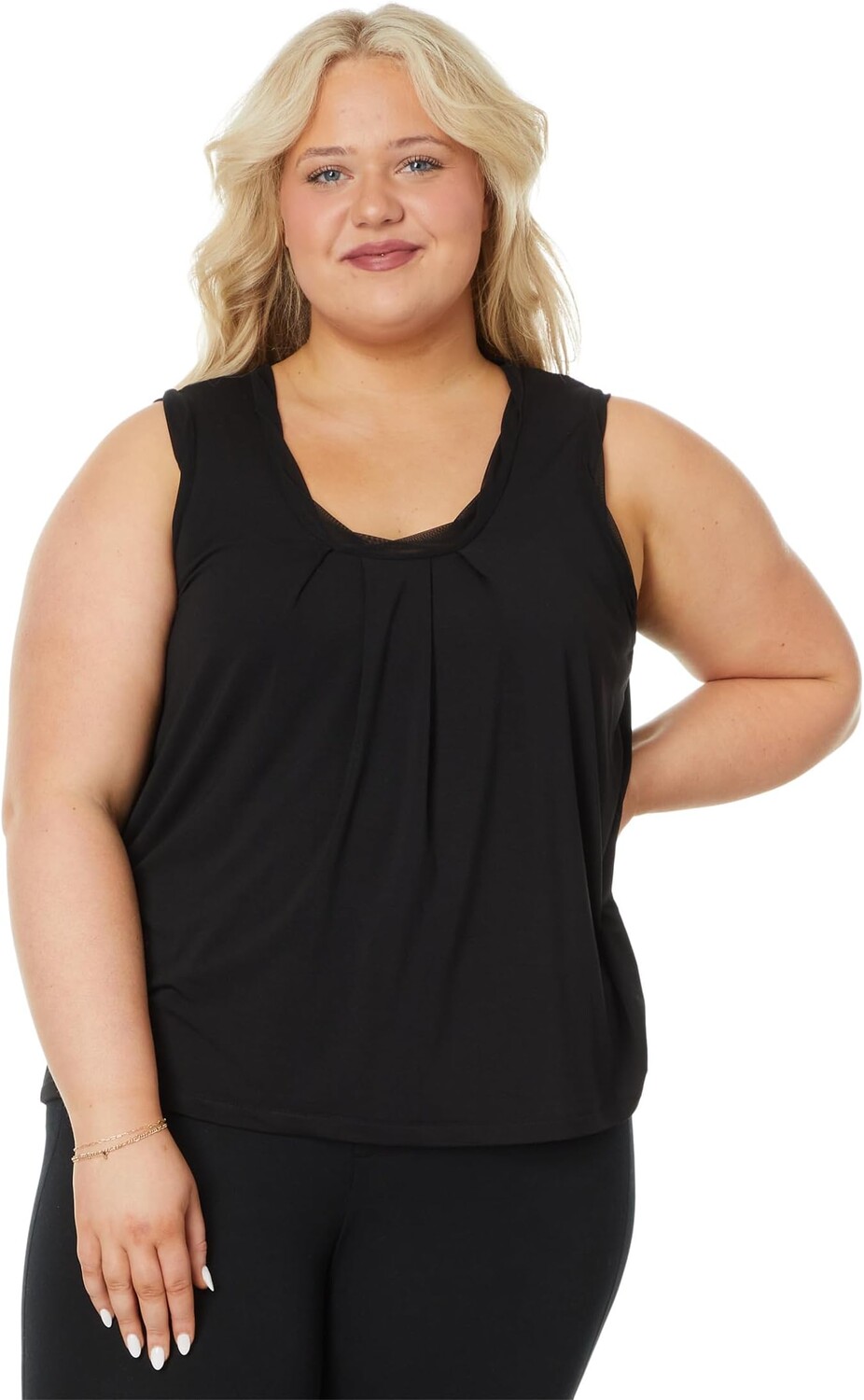 

Топ NIC+ZOE Plus Size Date Night Drape Tank, цвет Black Onyx