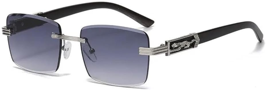 

Солнцезащитные очки с ножками под дерево, с рисунком гепарда, декоративные солнцезащитные очки в стиле ретро, ​​без оправы, прямоугольные, с леопардовым принтом, металлические GHVWYX, Silver-grey