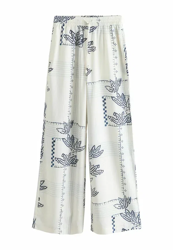 Брюки Next, ecru navy palm print, цвет хаки с пальмовым принтом