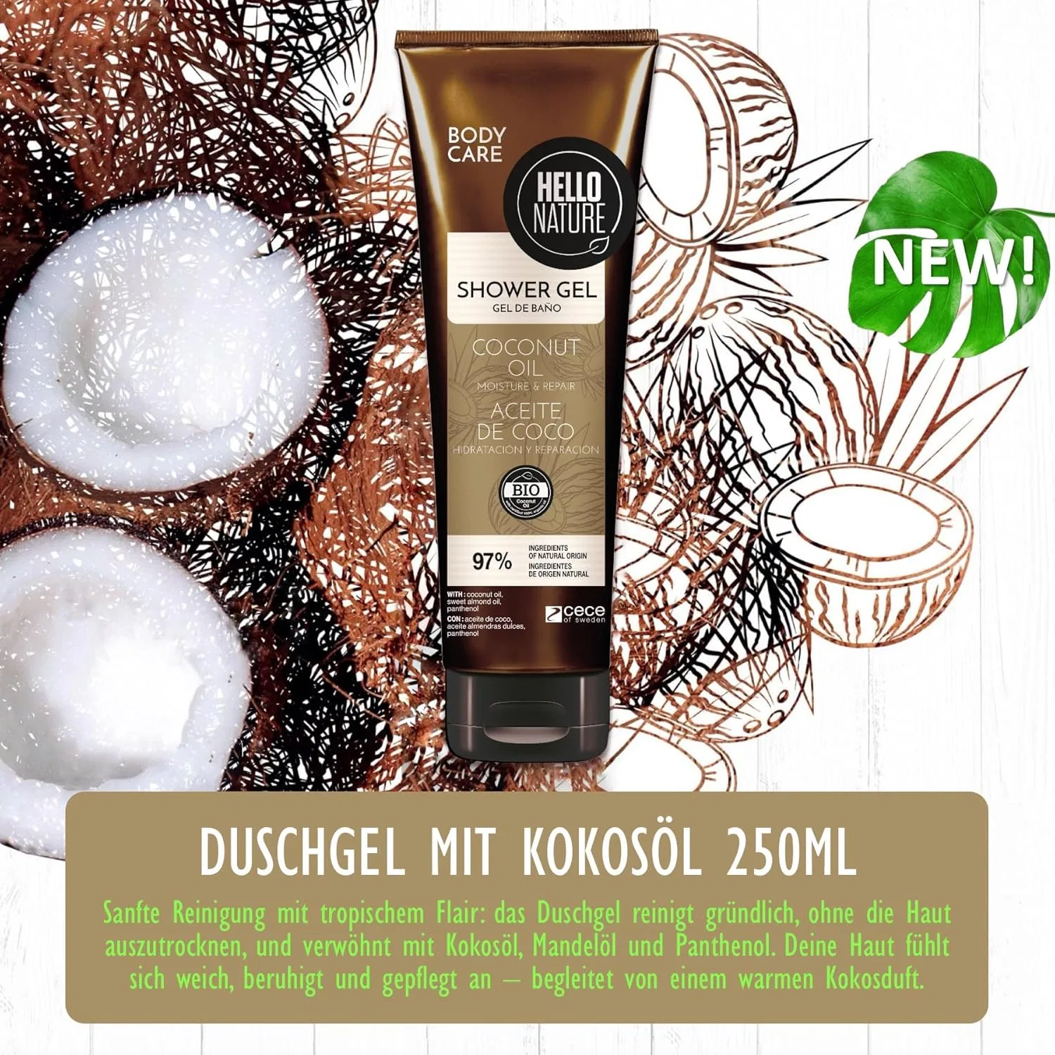 Набор для ухода за телом P-Beauty с органическим кокосовым маслом P-Beauty Cosmetic Accessories, Set 4 Shower Gel + Butter + Milk — фото 2