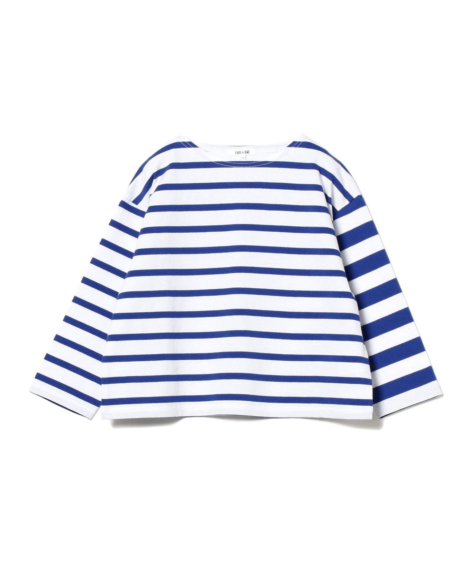 B:MING by BEAMS / Полосатая футболка с вырезом-лодочкой (90-140 см), BLUE_2 — фото 2