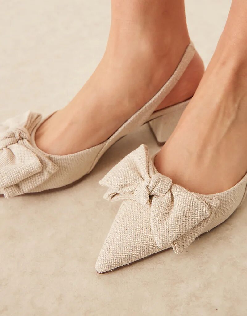 Туфли Symphony Bow Slingback на каблуке средней высоты в натуральном цвете ASOS DESIGN — фото 2